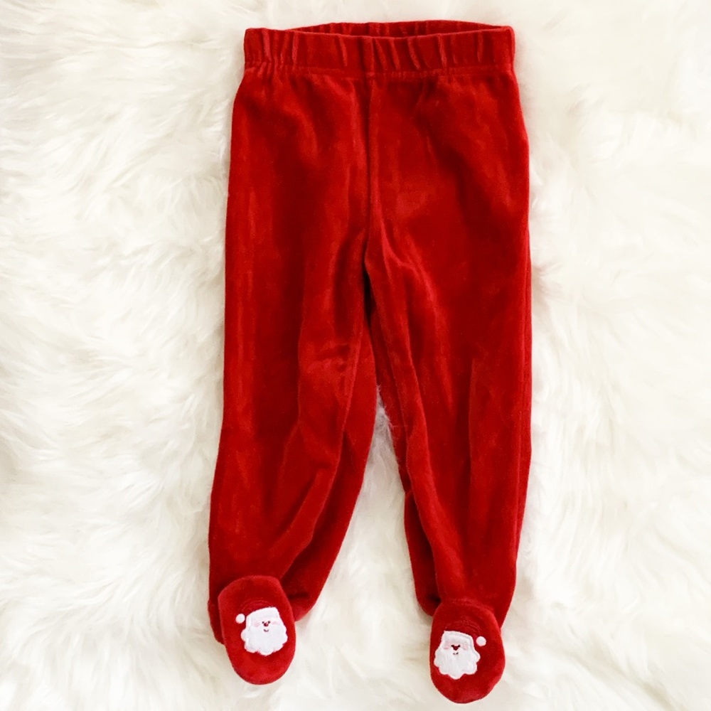 Koala Kids Velour Santa Baby Footsie Pants